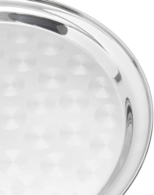 (1-PC-16) Stainless Steel Round Tray Swirl Pattern Serving Tray